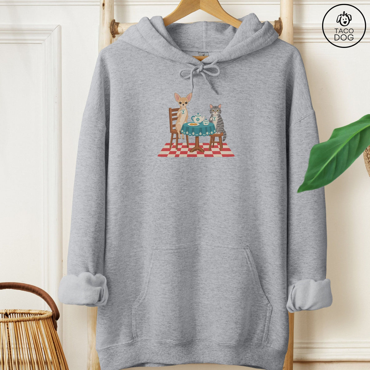 Chihuahua Tea With The Enemy Hoodie Graphite Heather Taco-Dog