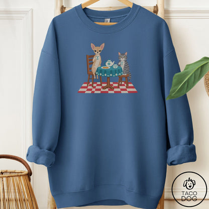 Chihuahua Tea With The Enemy Sweatshirt Indigo Blue Taco-Dog