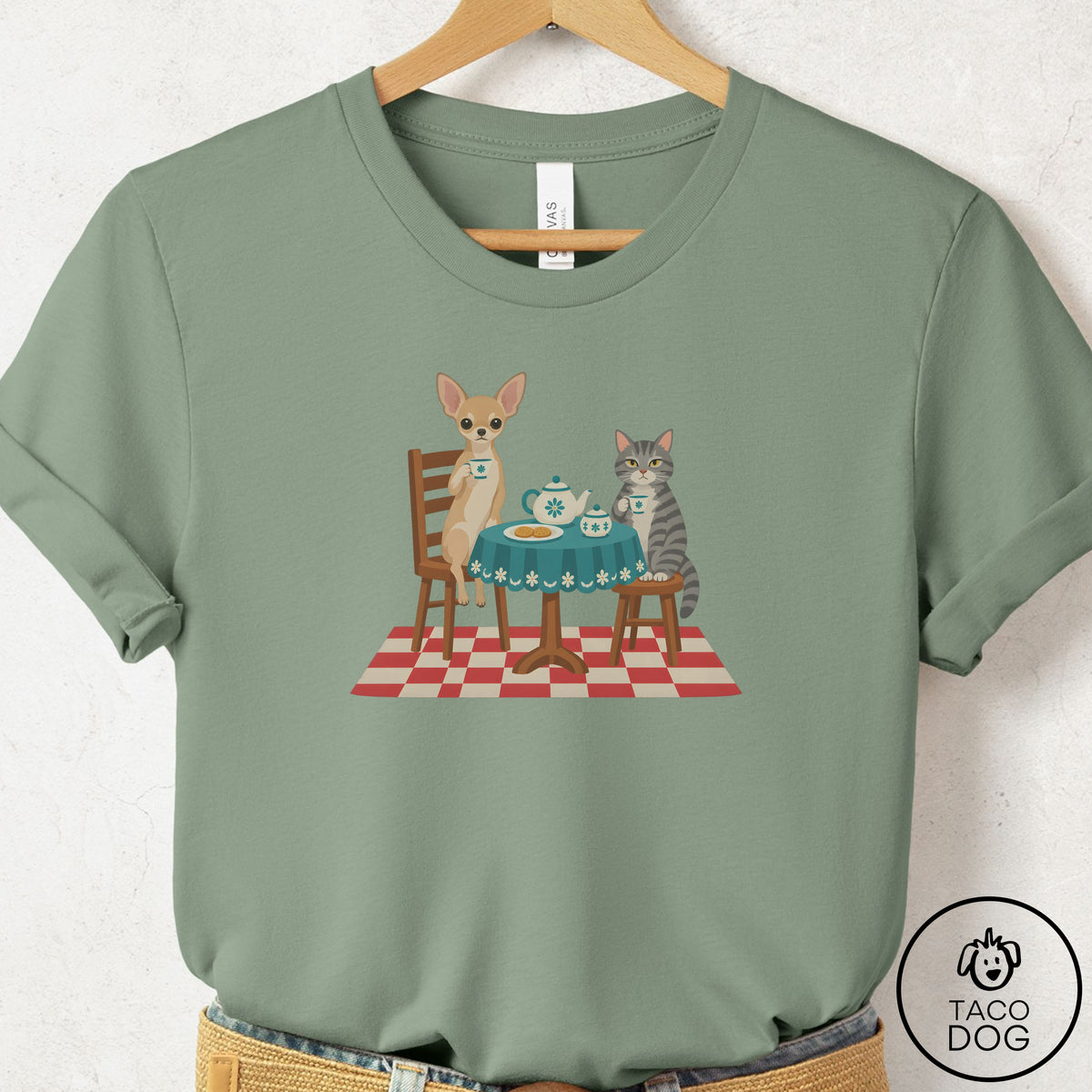 Chihuahua Tea With The Enemy T-Shirt Sage Taco-Dog