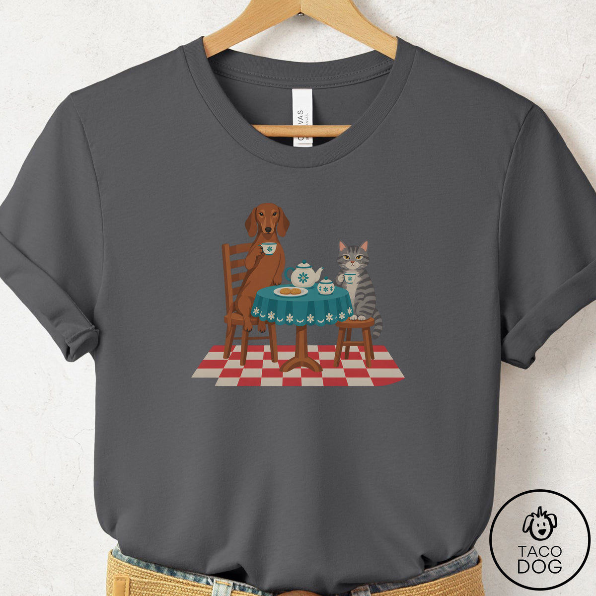 Dachshund Tea With The Enemy T-Shirt Asphalt Taco-Dog