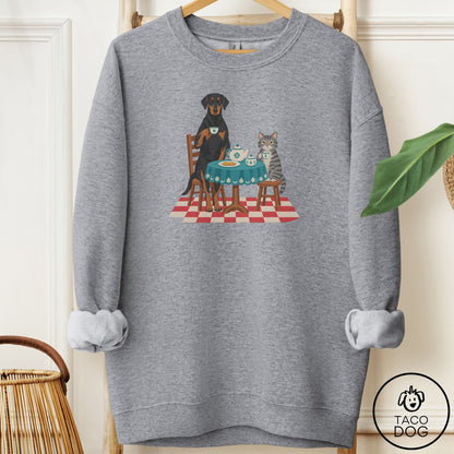 Doberman Tea With The Enemy Sweatshirt Graphite Heather Taco-Dog