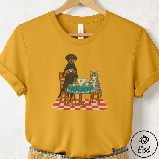 Doberman Tea With The Enemy T-Shirt Mustard Taco-Dog
