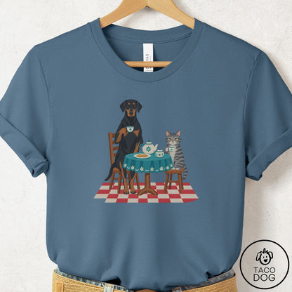 Doberman Tea With The Enemy T-Shirt Steel Blue Taco-Dog