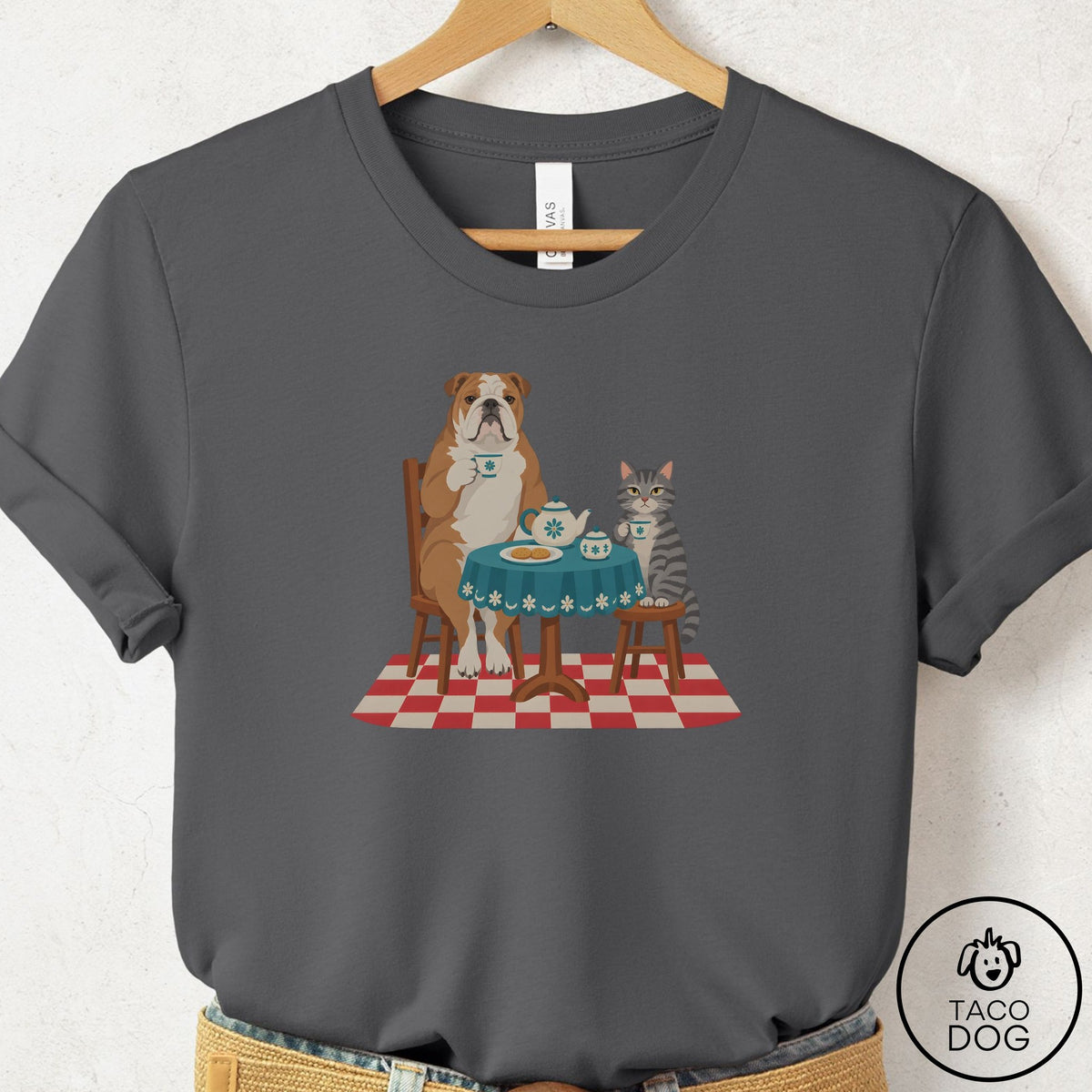 English Bulldog Tea With The Enemy T-Shirt Asphalt Taco-Dog