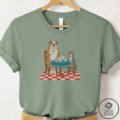 English Bulldog Tea With The Enemy T-Shirt Sage Taco-Dog