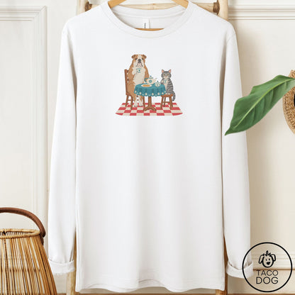 English Bulldog Tea With The Enemy Long Sleeve Tee White Taco-Dog