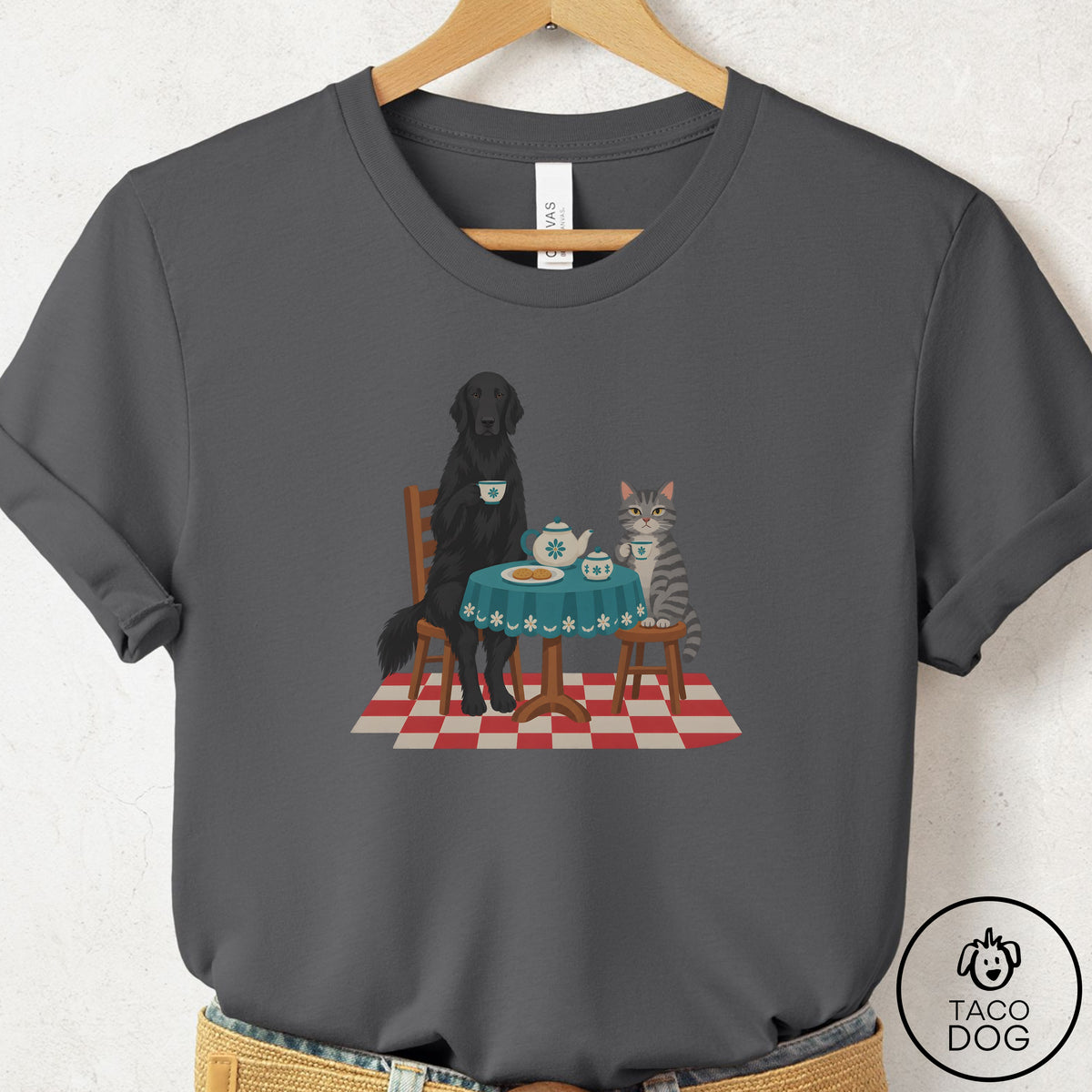 Flat-Coated Retriever Tea With The Enemy T-Shirt Asphalt Taco-Dog