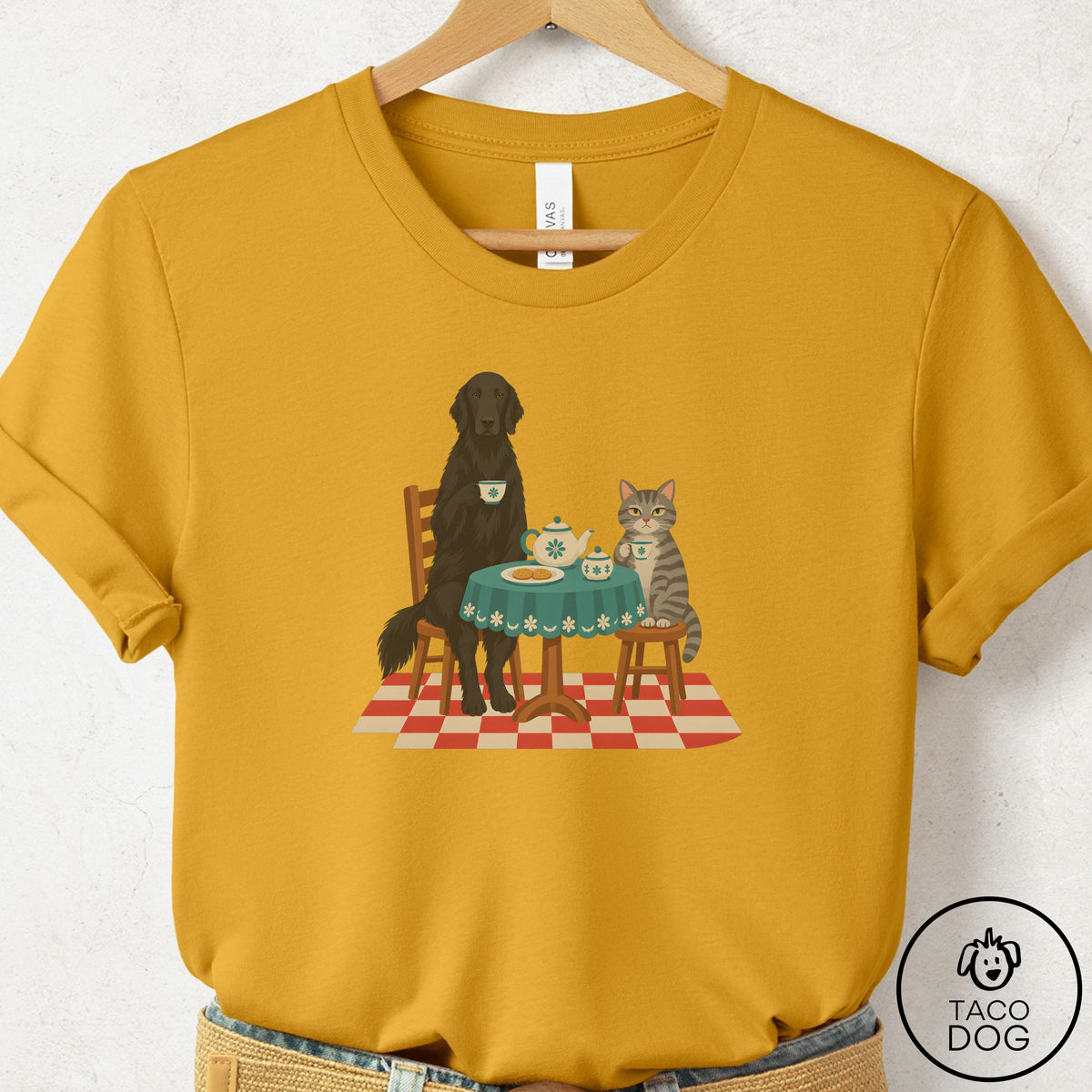 Flat-Coated Retriever Tea With The Enemy T-Shirt Mustard Taco-Dog