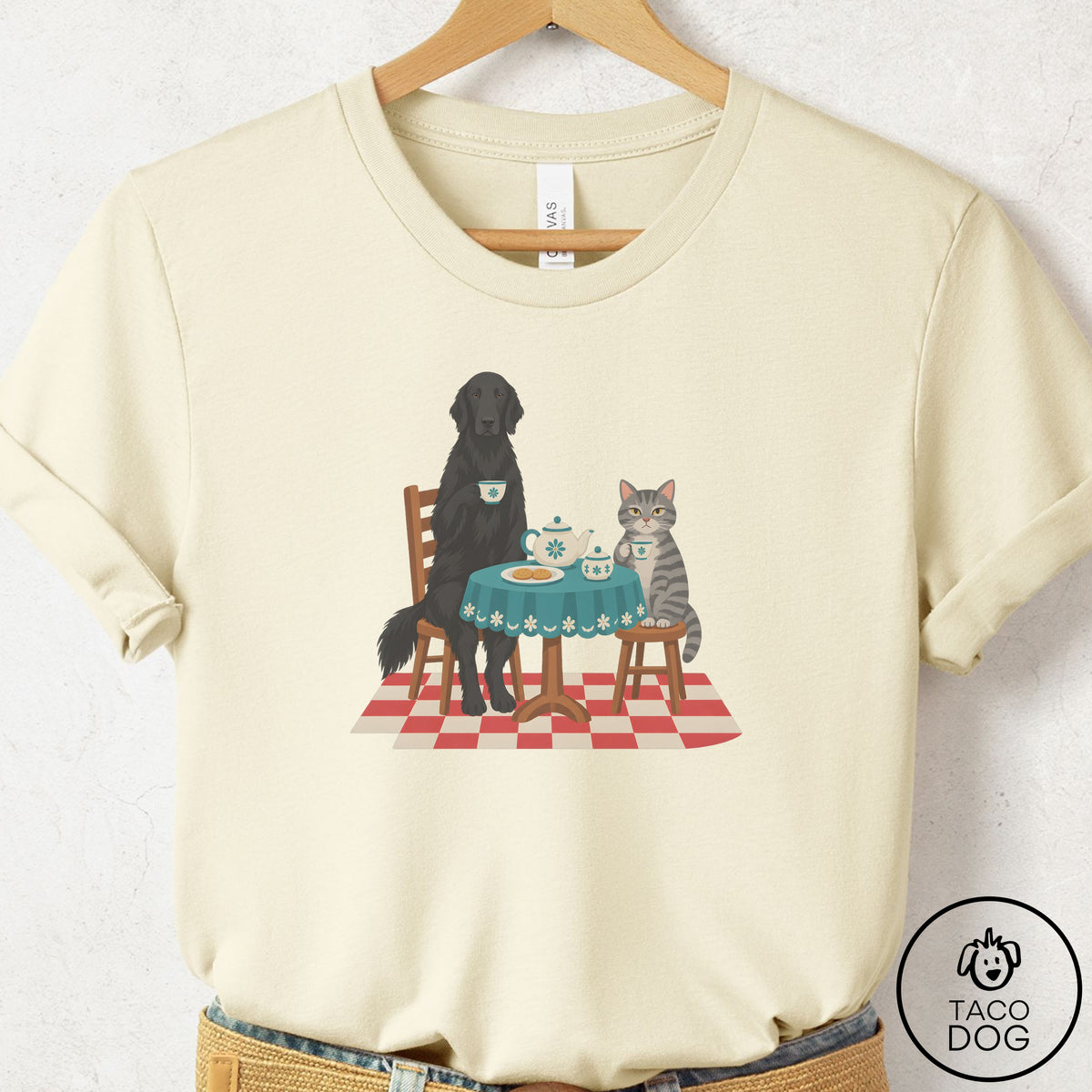 Flat-Coated Retriever Tea With The Enemy T-Shirt Natural Taco-Dog