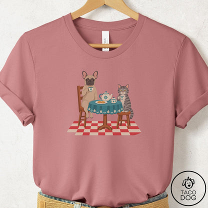 French Bulldog Frenchie Tea With The Enemy T-Shirt Mauve Taco-Dog