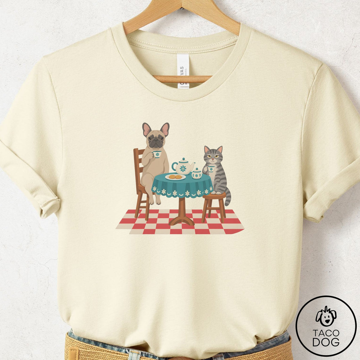 French Bulldog Frenchie Tea With The Enemy T-Shirt Natural Taco-Dog
