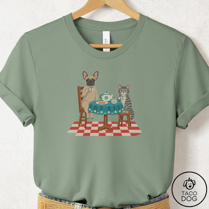 French Bulldog Frenchie Tea With The Enemy T-Shirt Sage Taco-Dog