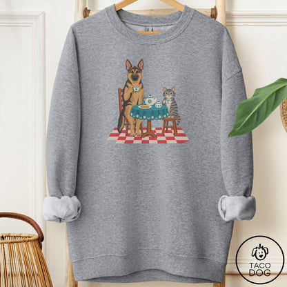 German Shepherd Tea With The Enemy Sweatshirt Graphite Heather Taco-Dog