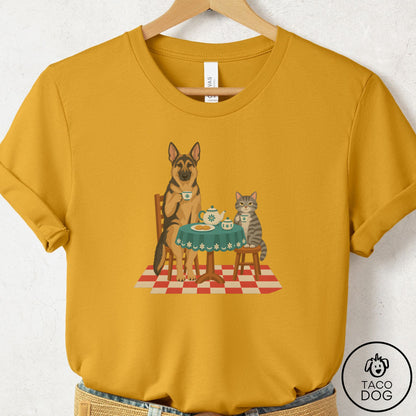 German Shepherd Tea With The Enemy T-Shirt Mustard Taco-Dog
