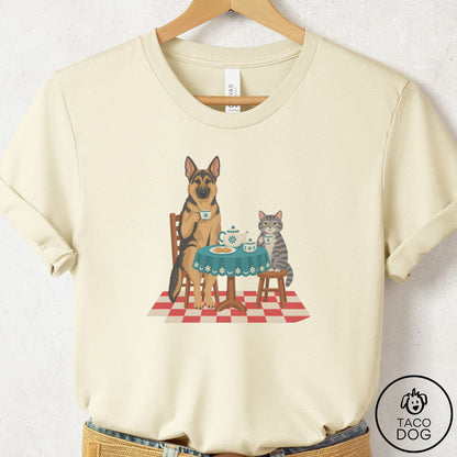 German Shepherd Tea With The Enemy T-Shirt Natural Taco-Dog