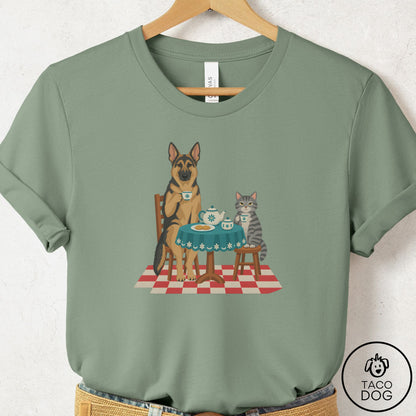 German Shepherd Tea With The Enemy T-Shirt Sage Taco-Dog
