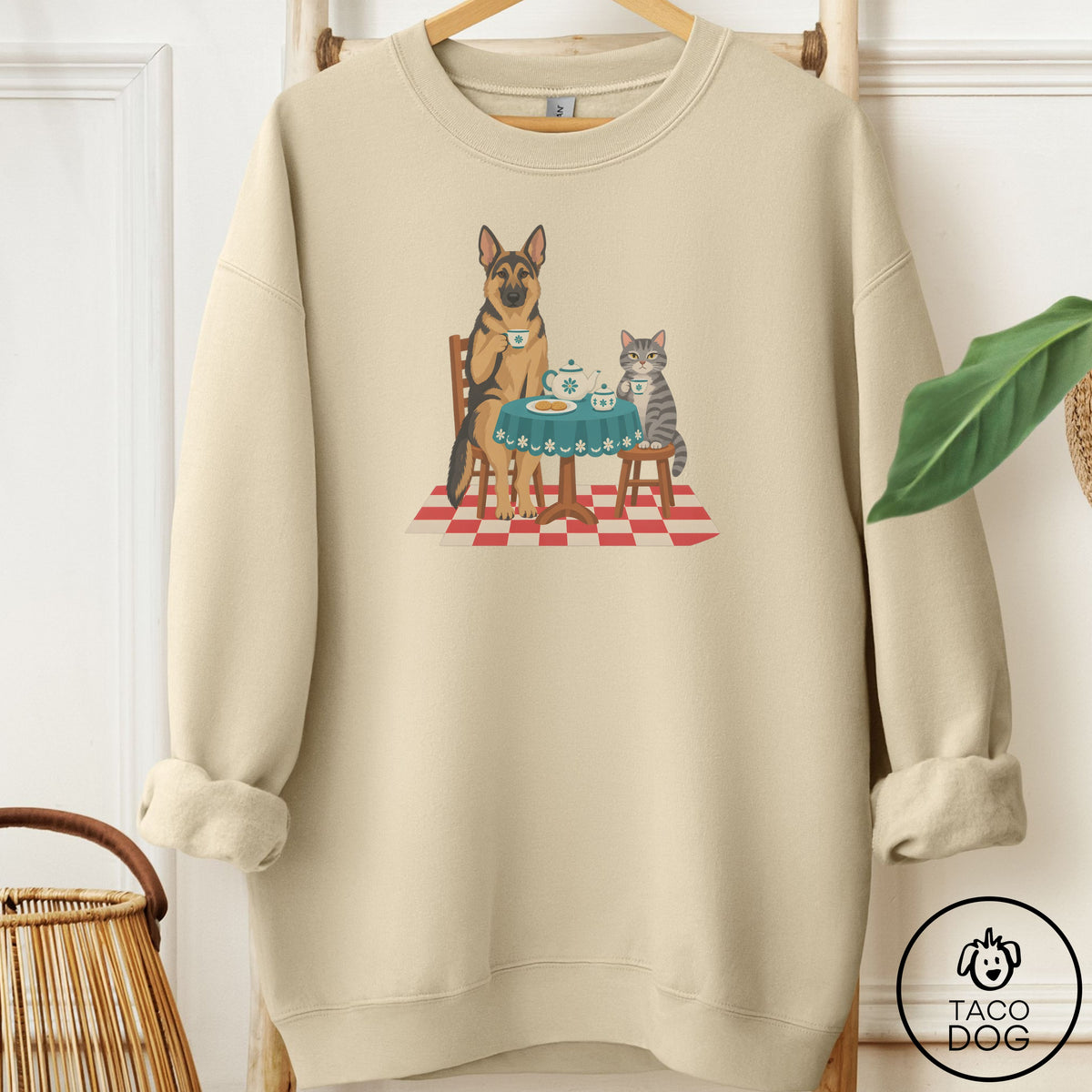 German Shepherd Tea With The Enemy Sweatshirt Sand Taco-Dog