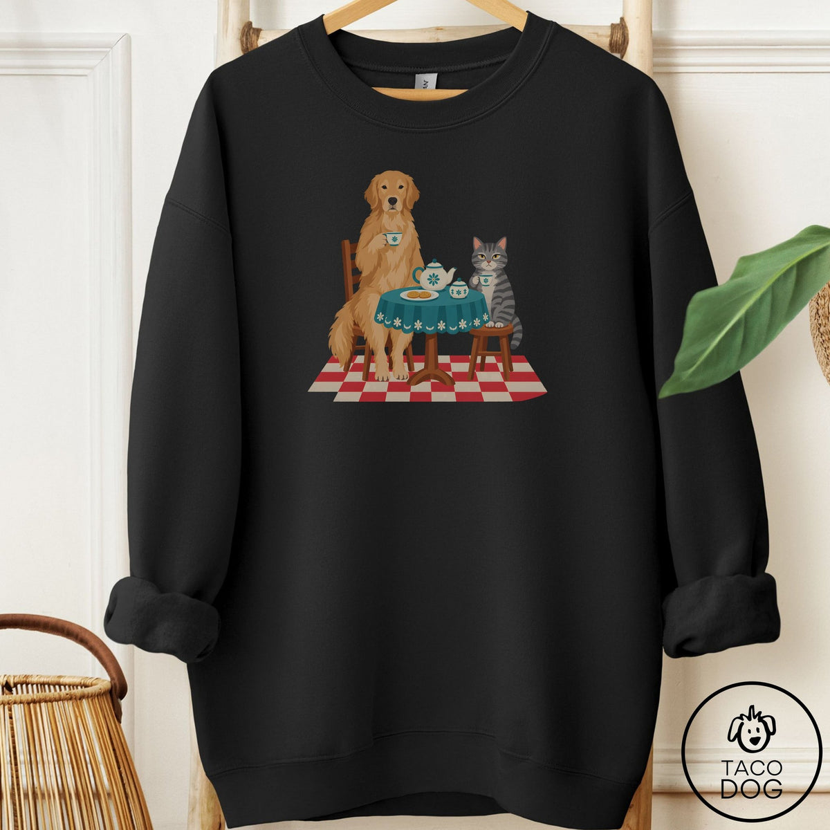 Golden Retriever Tea With The Enemy Sweatshirt Black Taco-Dog