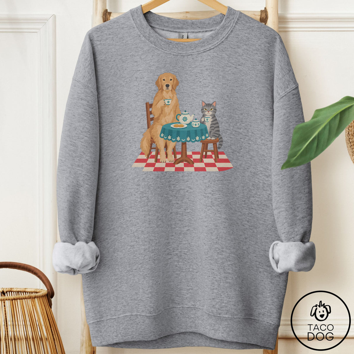 Golden Retriever Tea With The Enemy Sweatshirt Graphite Heather Taco-Dog