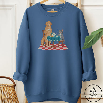 Golden Retriever Tea With The Enemy Sweatshirt Indigo Blue Taco-Dog