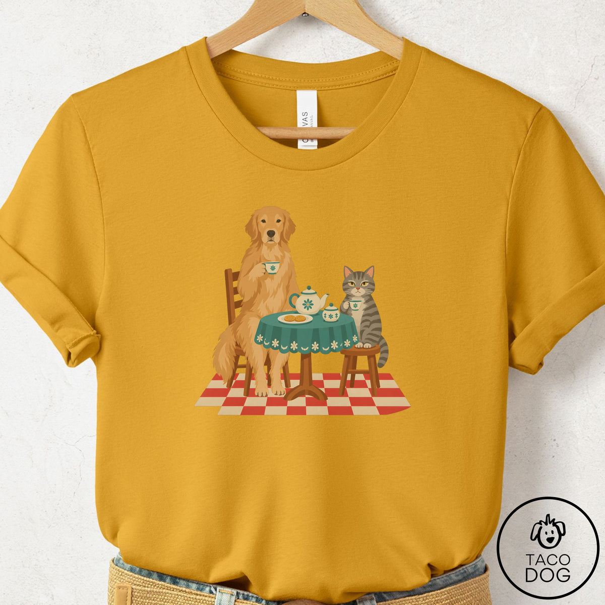 Golden Retriever Tea With The Enemy T-Shirt Mustard Taco-Dog
