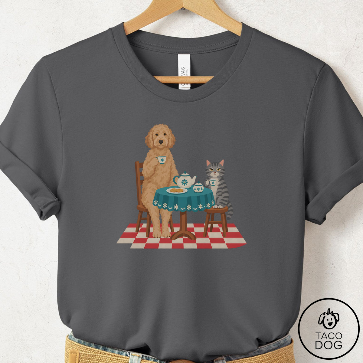 Doodle Tea With The Enemy T-Shirt Asphalt Taco-Dog