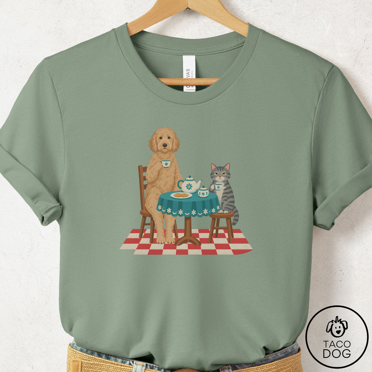 Doodle Tea With The Enemy T-Shirt Sage Taco-Dog