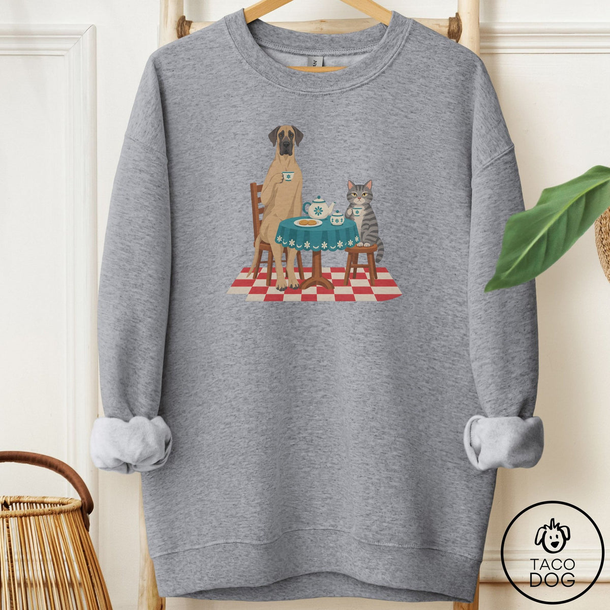 Great Dane Tea With The Enemy Sweatshirt Graphite Heather Taco-Dog