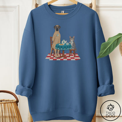 Great Dane Tea With The Enemy Sweatshirt Indigo Blue Taco-Dog
