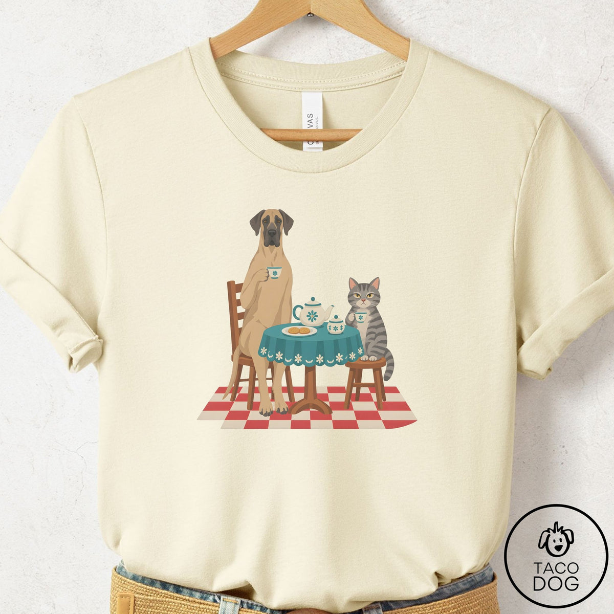 Great Dane Tea With The Enemy T-Shirt Natural Taco-Dog