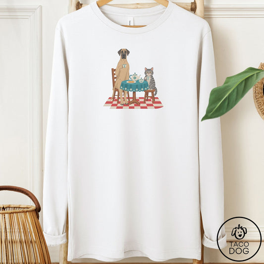 Great Dane Tea With The Enemy Long Sleeve Tee White Taco-Dog