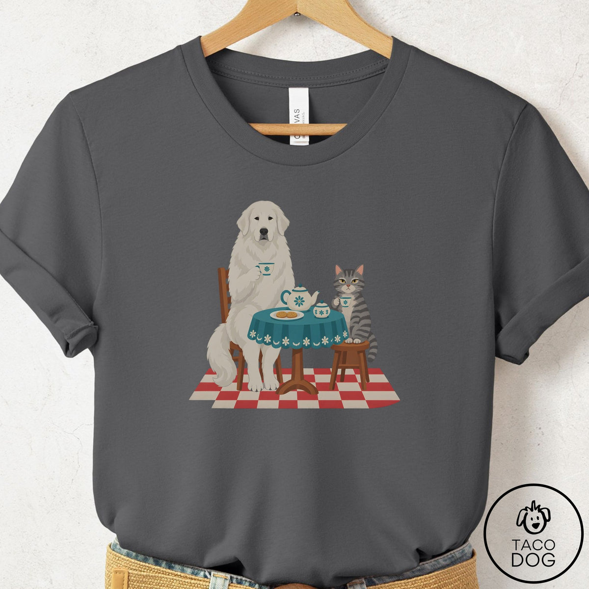 Great Pyrenees Tea With The Enemy T-Shirt Asphalt Taco-Dog