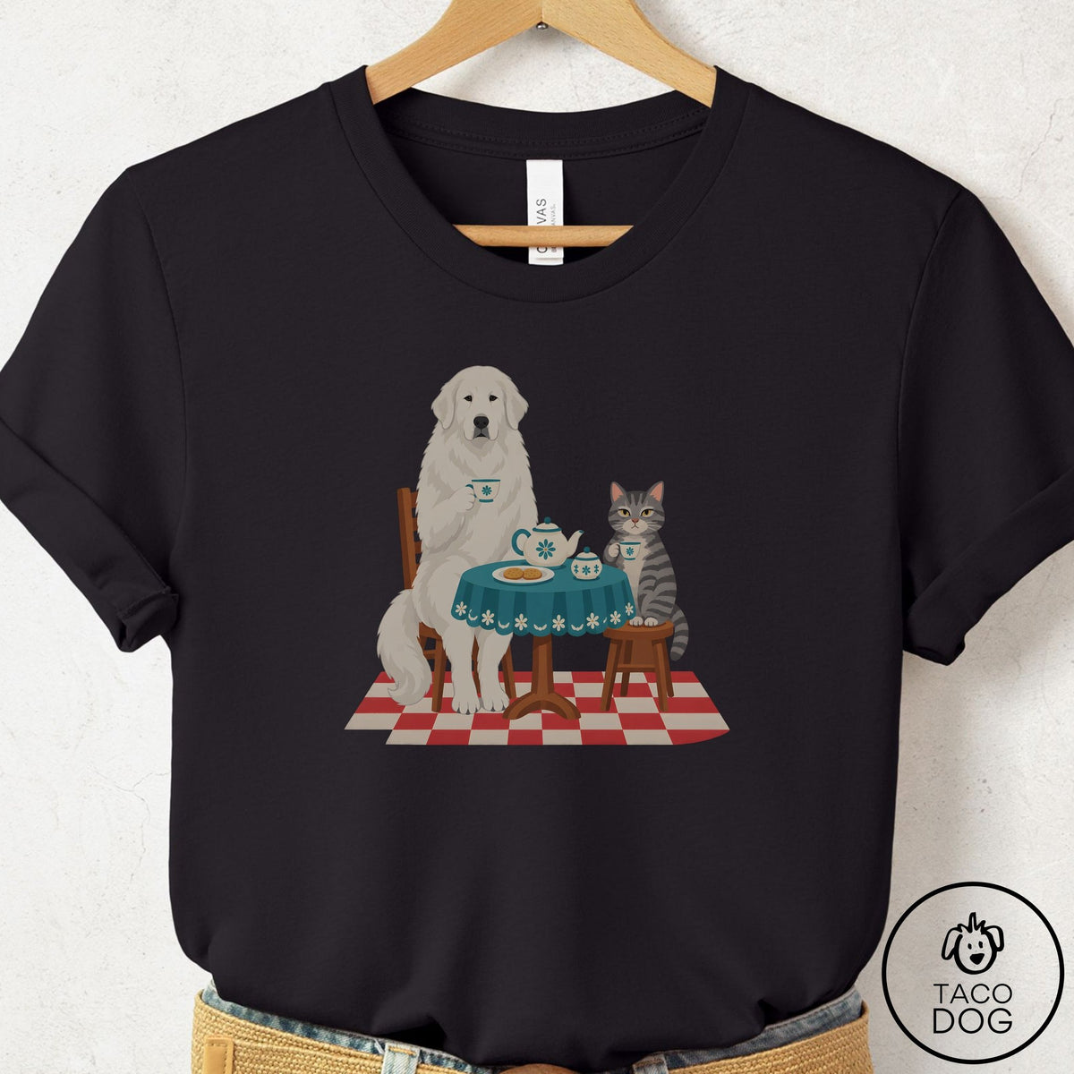 Great Pyrenees Tea With The Enemy T-Shirt Black Taco-Dog