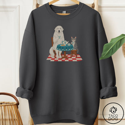 Great Pyrenees Tea With The Enemy Sweatshirt Charcoal Taco-Dog