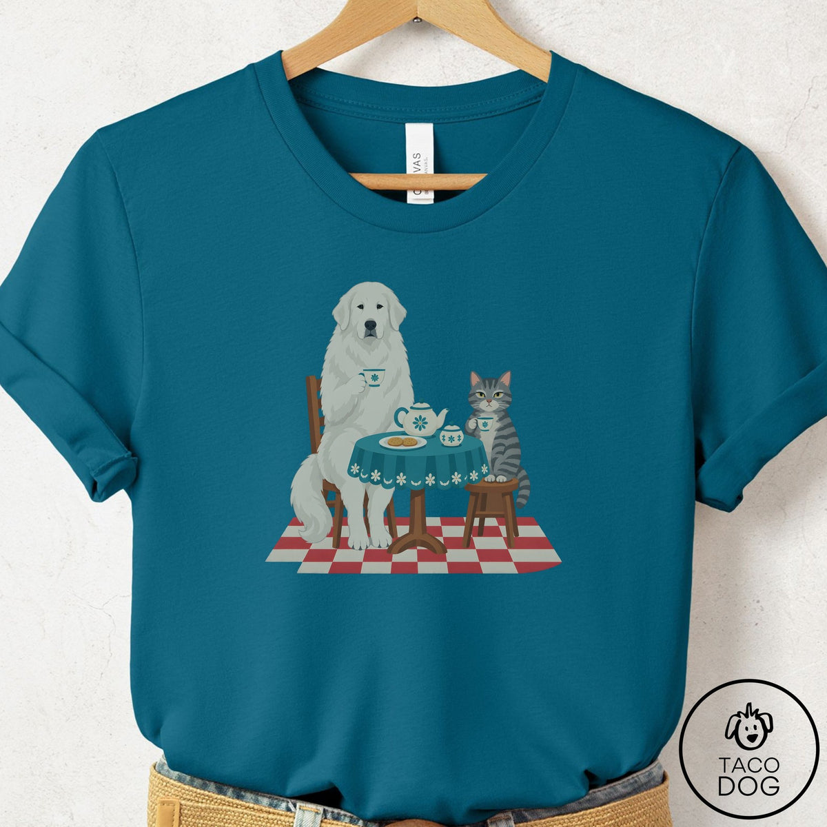 Great Pyrenees Tea With The Enemy T-Shirt Deep Teal Taco-Dog