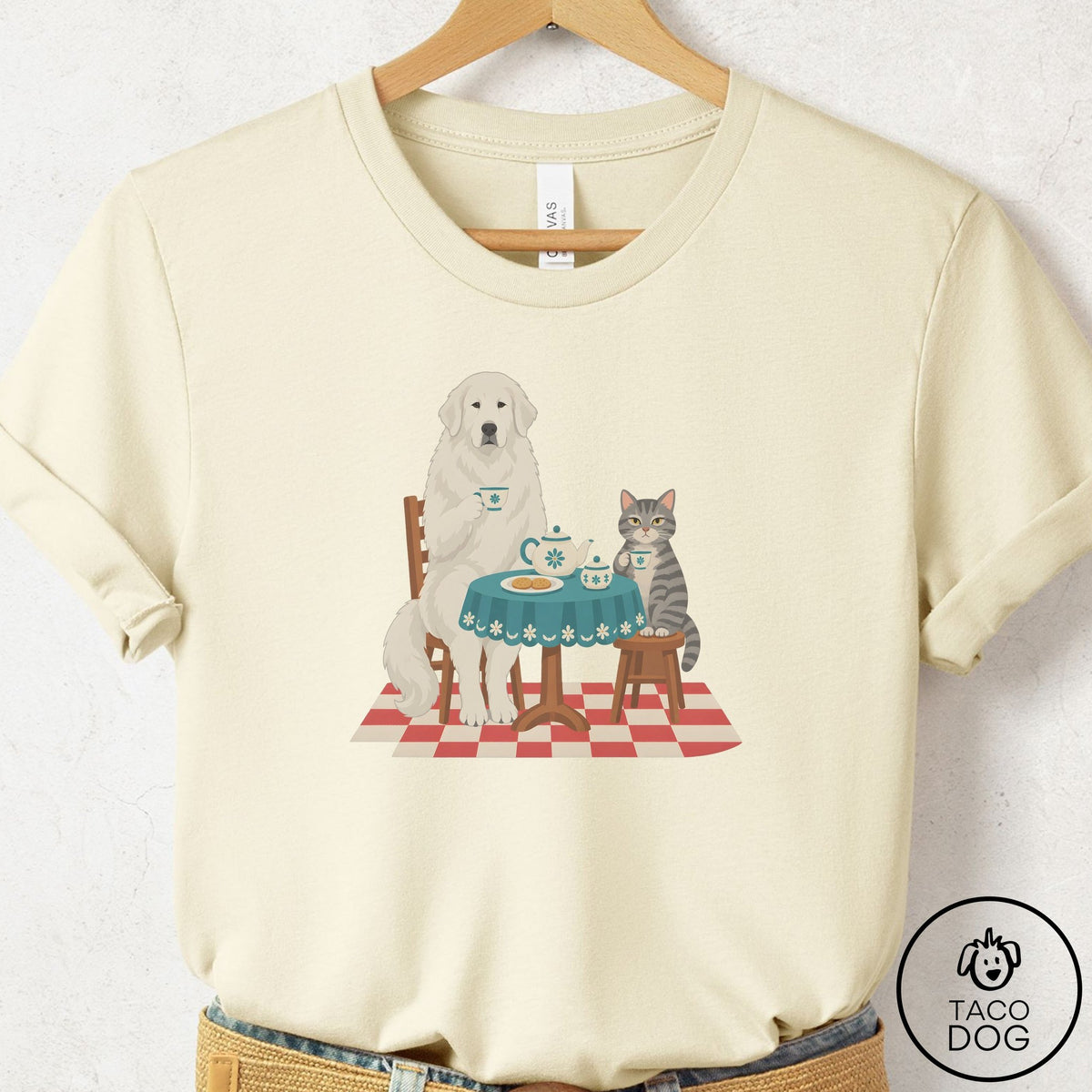 Great Pyrenees Tea With The Enemy T-Shirt Natural Taco-Dog