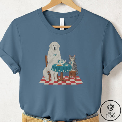 Great Pyrenees Tea With The Enemy T-Shirt Steel Blue Taco-Dog