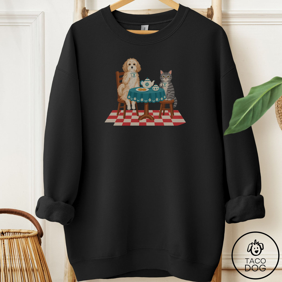 Havanese Tea With The Enemy Sweatshirt Black Taco-Dog
