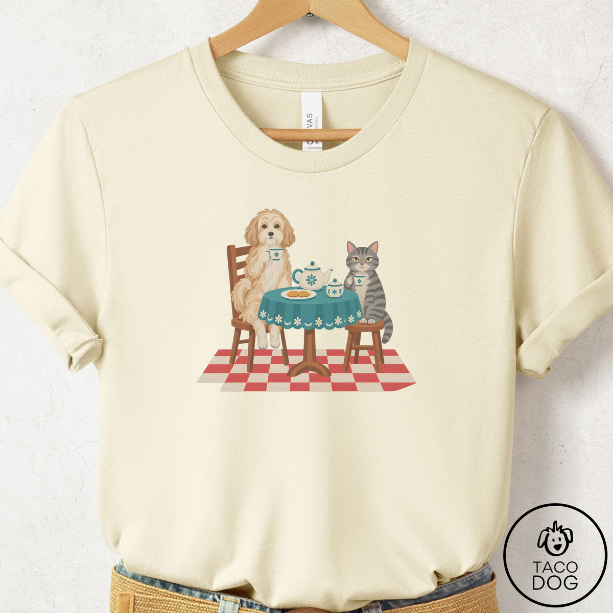 Havanese Tea With The Enemy T-Shirt Natural Taco-Dog