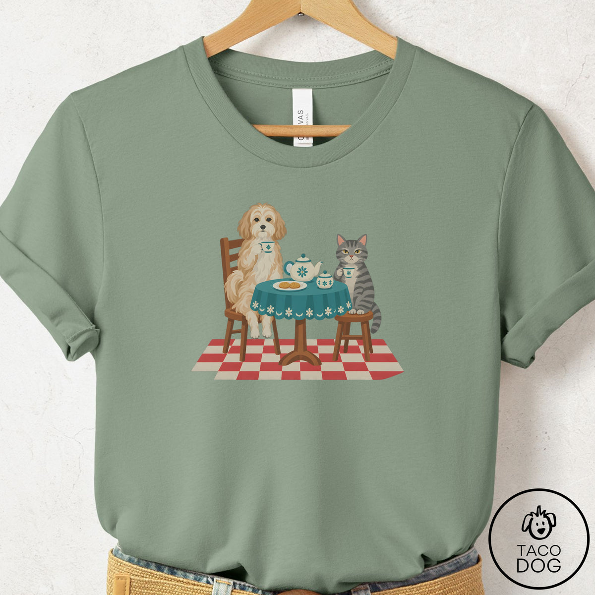 Havanese Tea With The Enemy T-Shirt Sage Taco-Dog