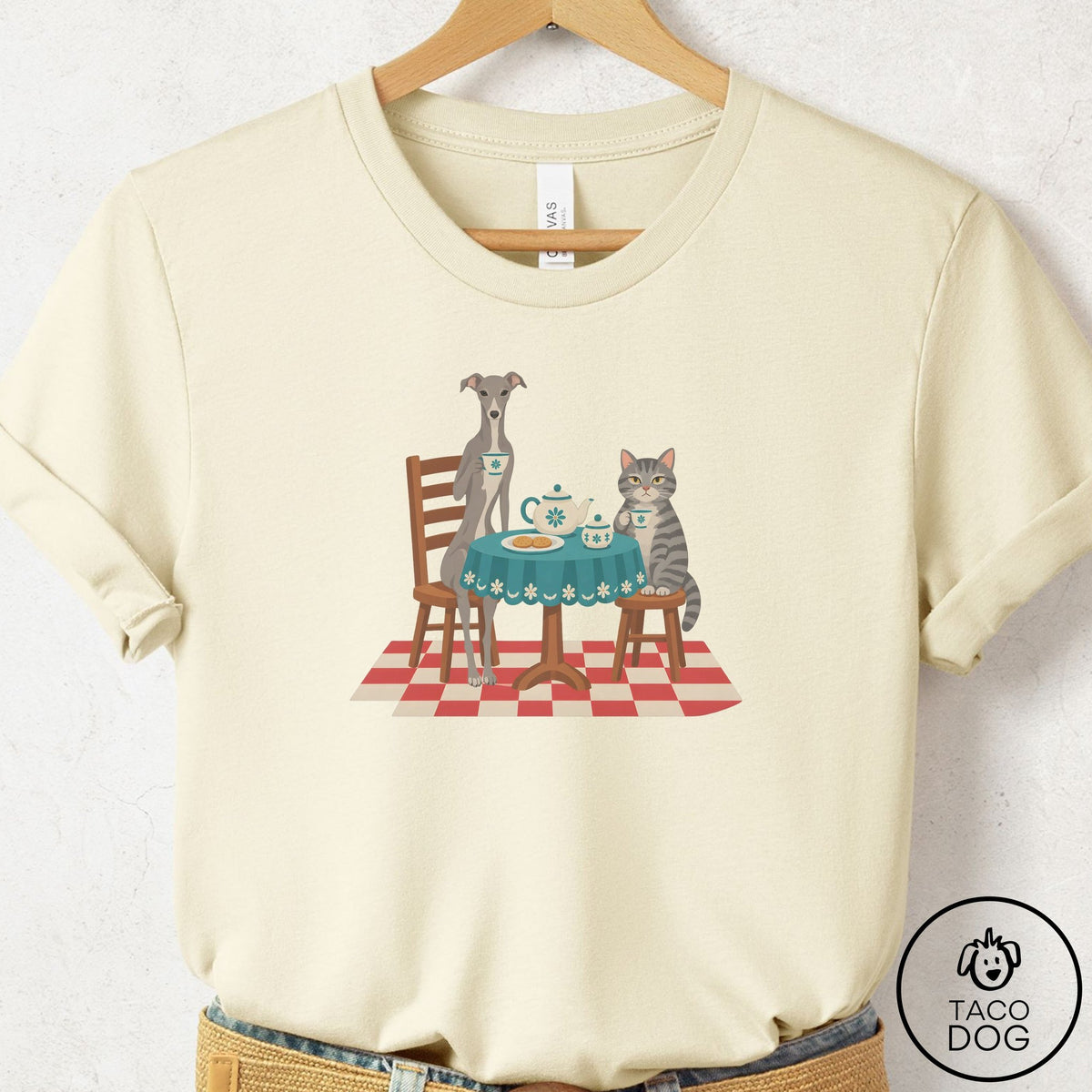 Italian Greyhound Whippet Tea With The Enemy T-Shirt Natural Taco-Dog