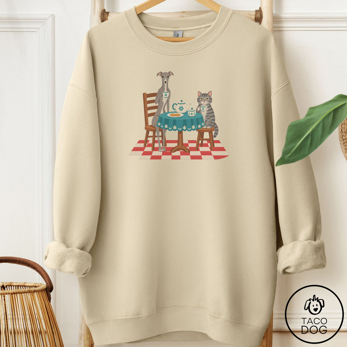 Italian Greyhound Whippet Tea With The Enemy Sweatshirt Sand Taco-Dog