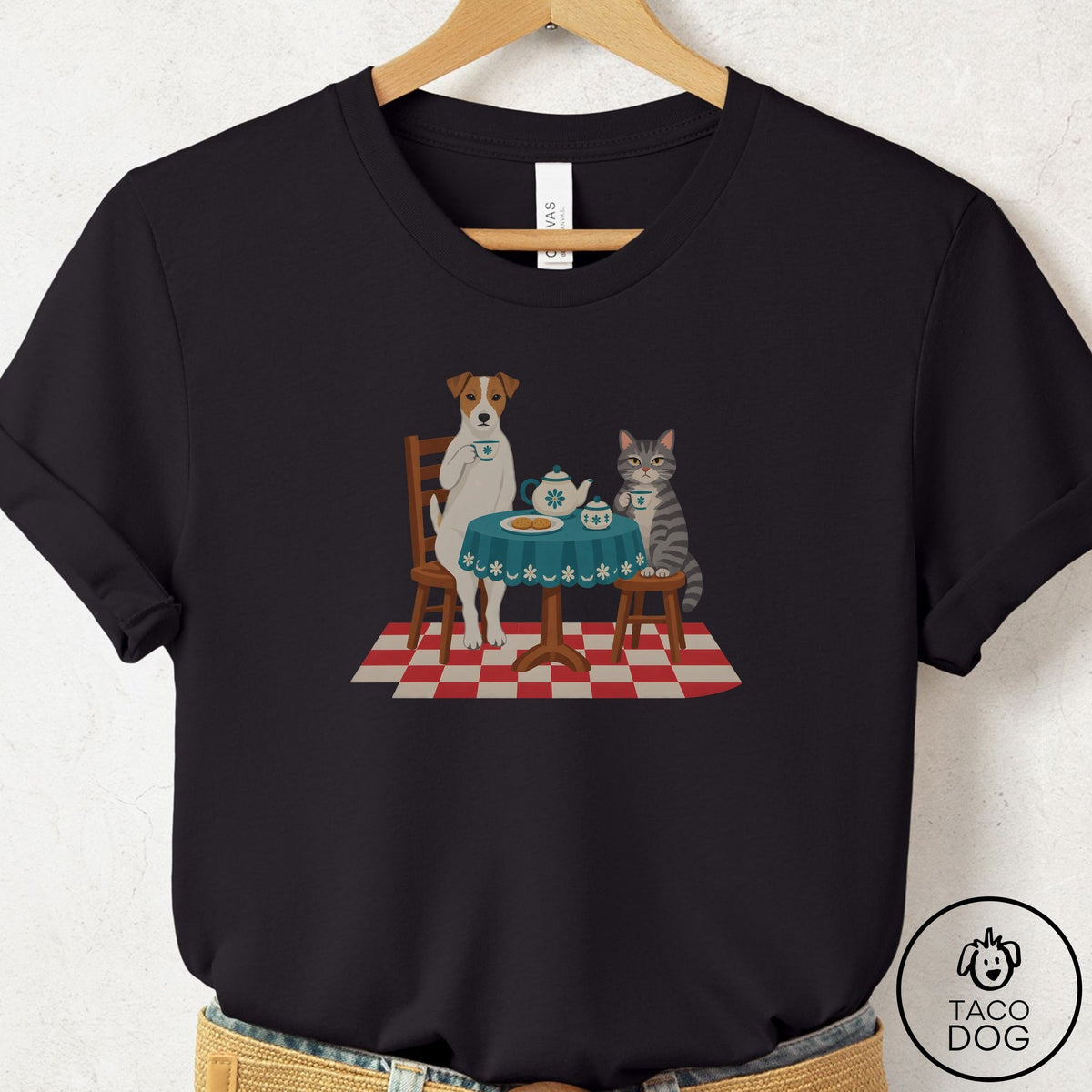 Jack Russell Tea With The Enemy T-Shirt Black Taco-Dog