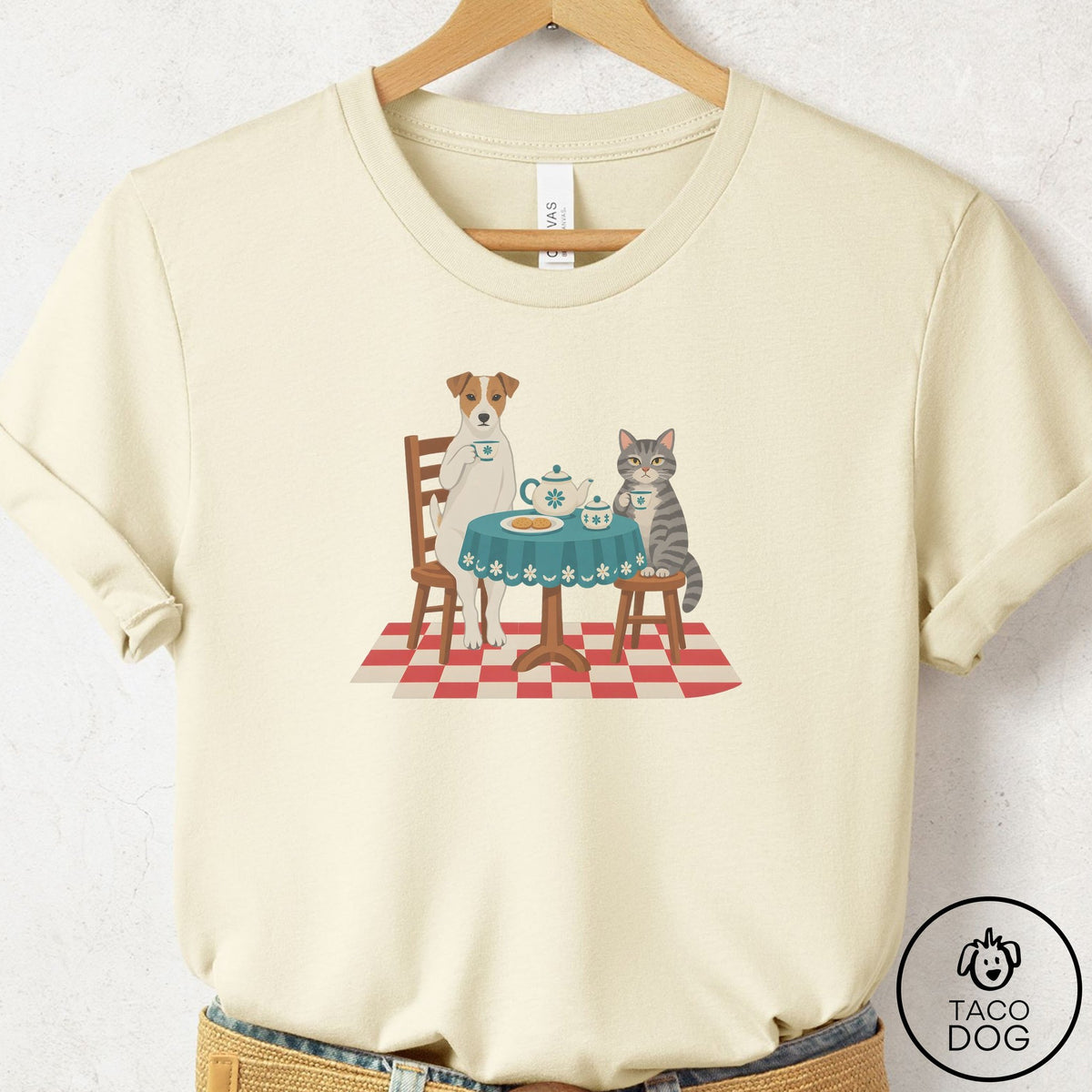 Jack Russell Tea With The Enemy T-Shirt Natural Taco-Dog