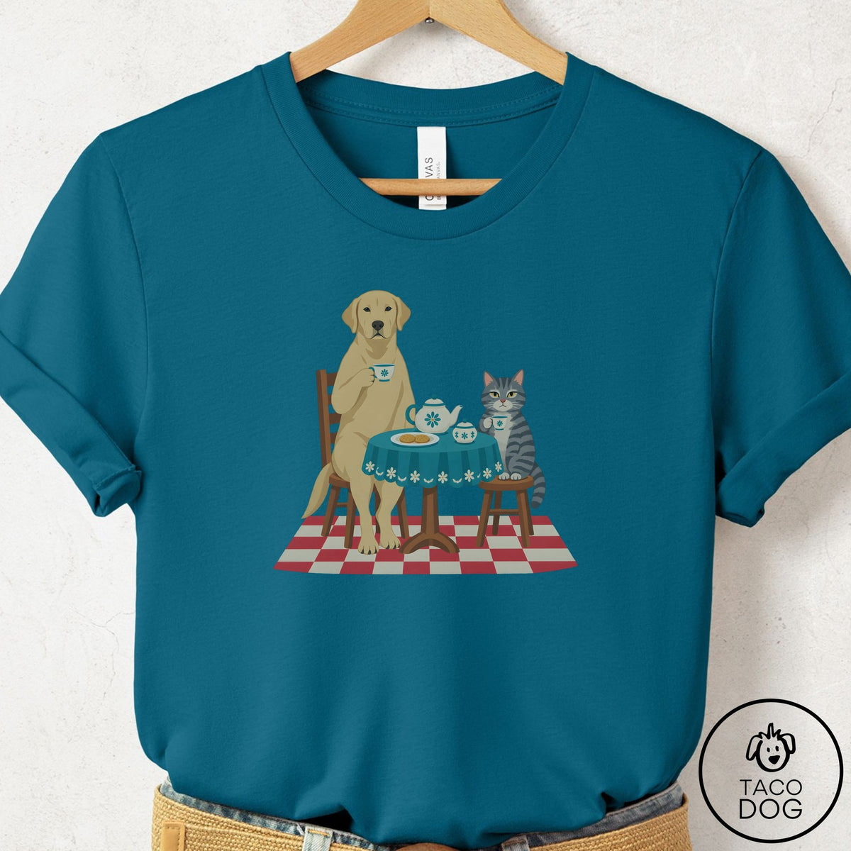 Labrador Retriever Tea With The Enemy T-Shirt Deep Teal Taco-Dog