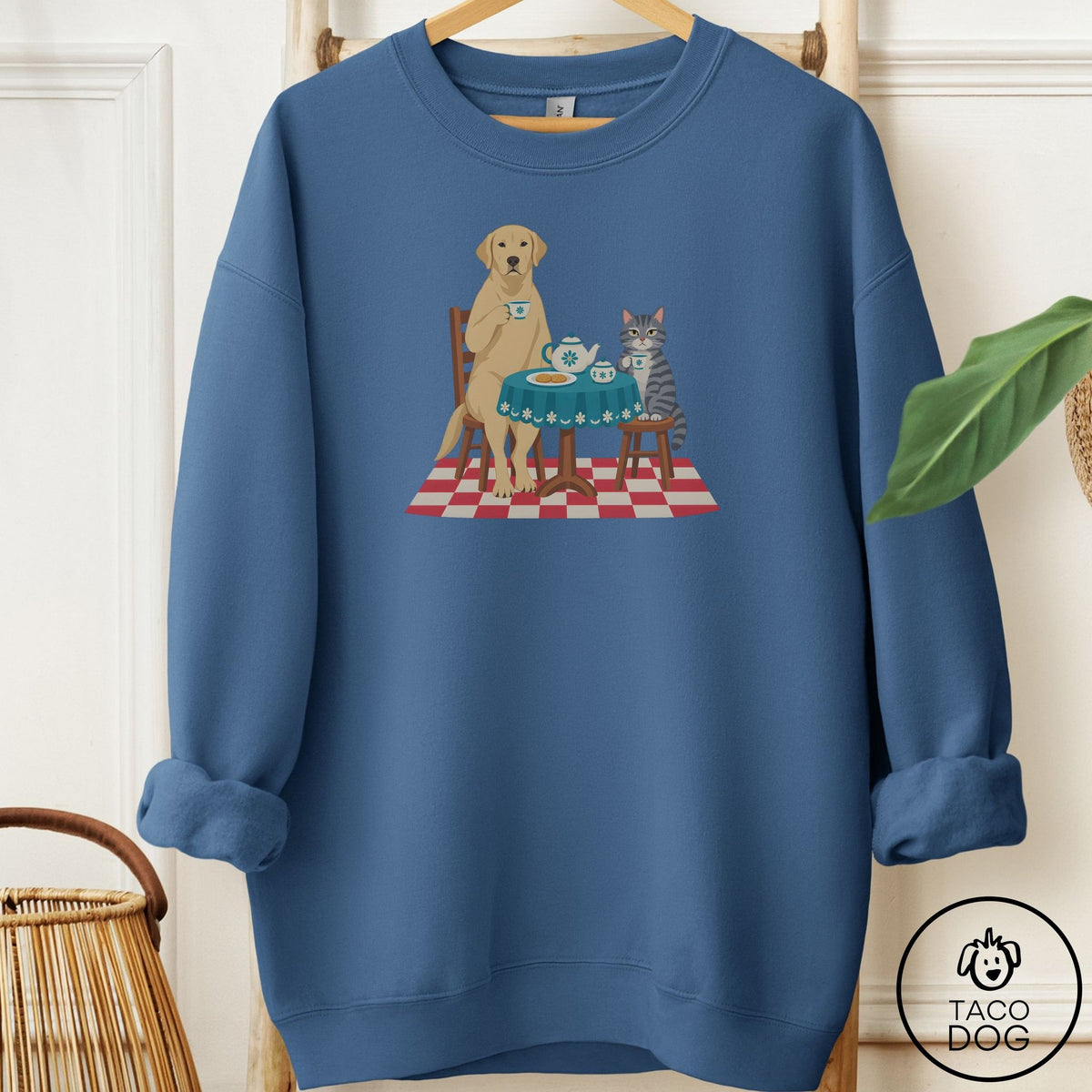 Labrador Retriever Tea With The Enemy Sweatshirt Indigo Blue Taco-Dog
