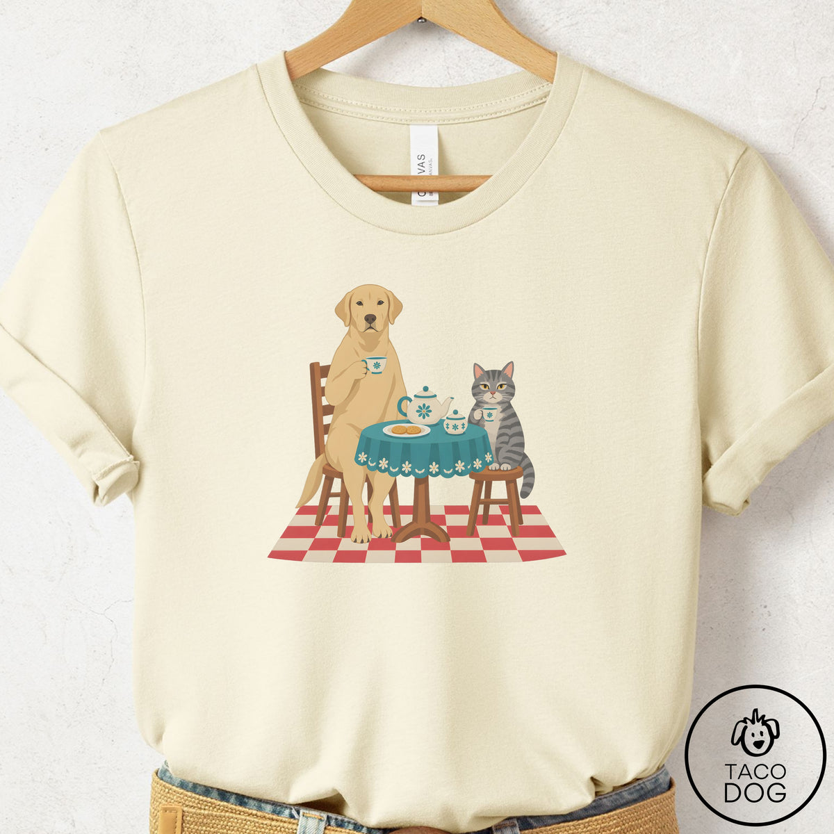 Labrador Retriever Tea With The Enemy T-Shirt Natural Taco-Dog