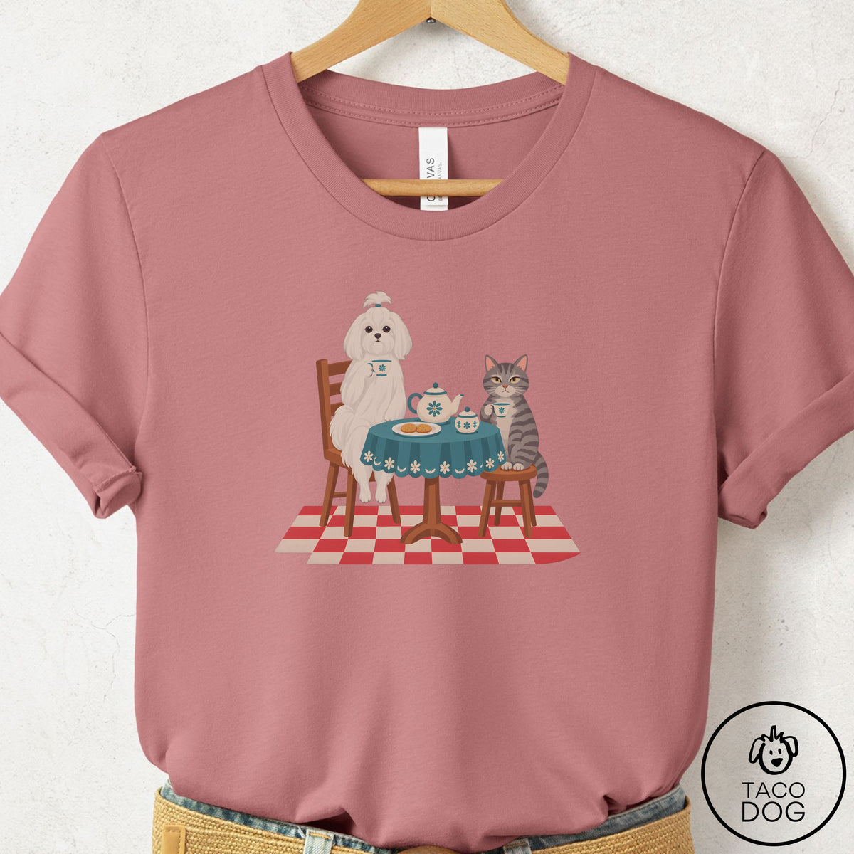 Maltese Tea With The Enemy T-Shirt Mauve Taco-Dog