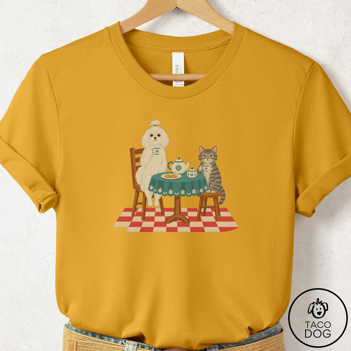 Maltese Tea With The Enemy T-Shirt Mustard Taco-Dog