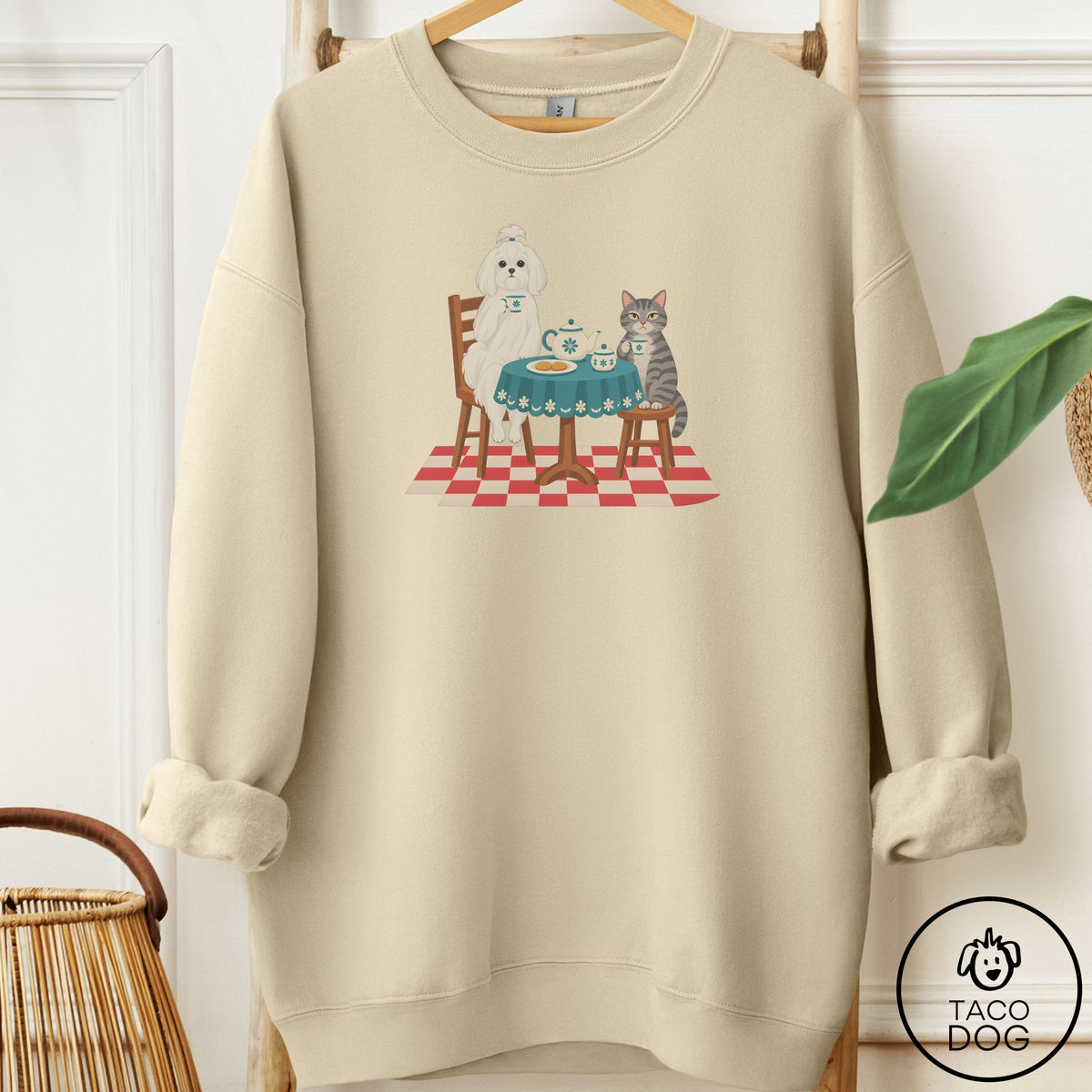 Maltese Tea With The Enemy Sweatshirt Sand Taco-Dog